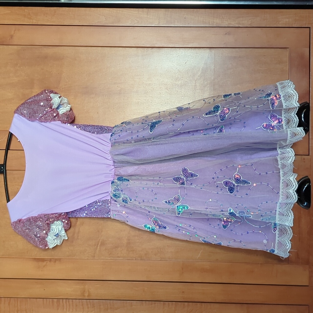 Sparkle Lavender Sequin Butterfly Costume Dress for Kids 5-6 Medium - Picture 2 of 5